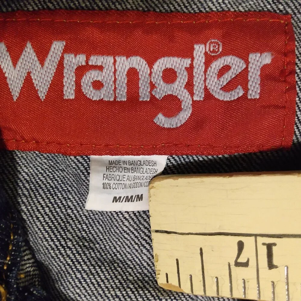 Wrangler Jean Jacket Boys Size Medium Kids Youth Denim Dark Blue Cowboy Ranch